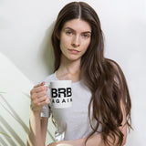 BRB Again - White glossy mug